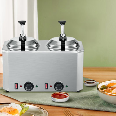 Cheese Warmer with Pump, 5.28 Qt Capacity Cheese Dispenser Hot Fudge Warmer