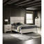Grand lit avec panneau blanc antique, style contemporain, détails encastrés, structure en bois, mobilier de chambre à coucher, sommier tapissier requis, conception, assemblage simple