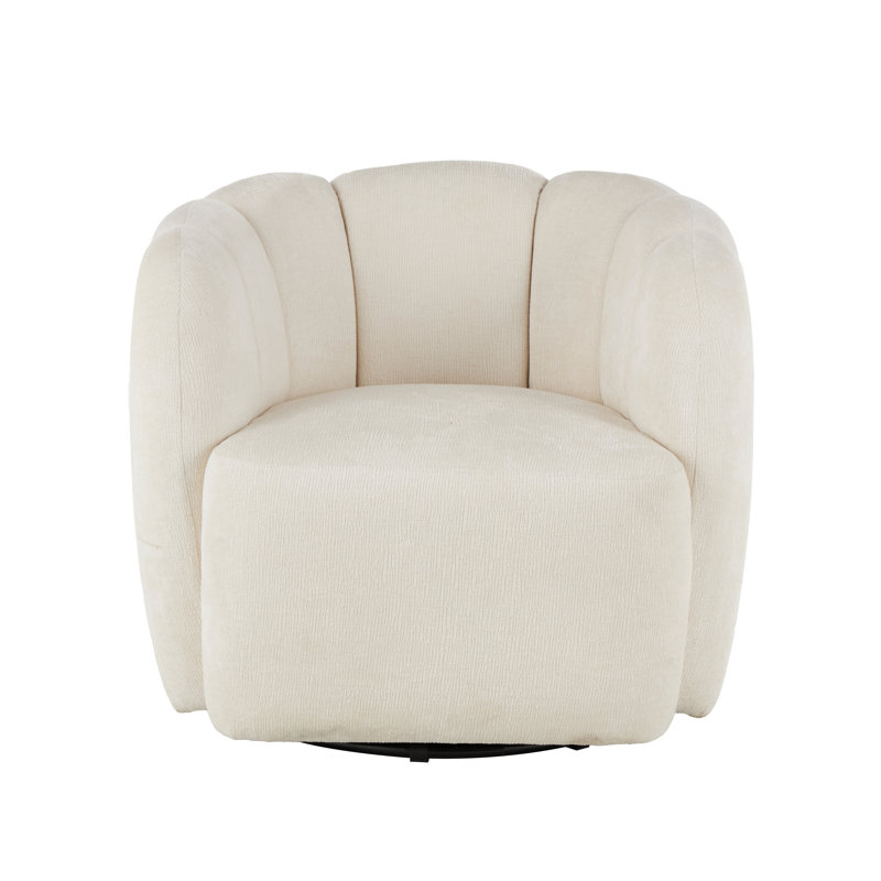 Polyester Arched Swivel Cream Accent Chair