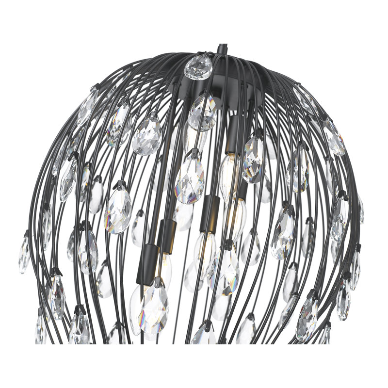 Luminaire suspendu 6 lumières noir mat Gabriella, Noir mat