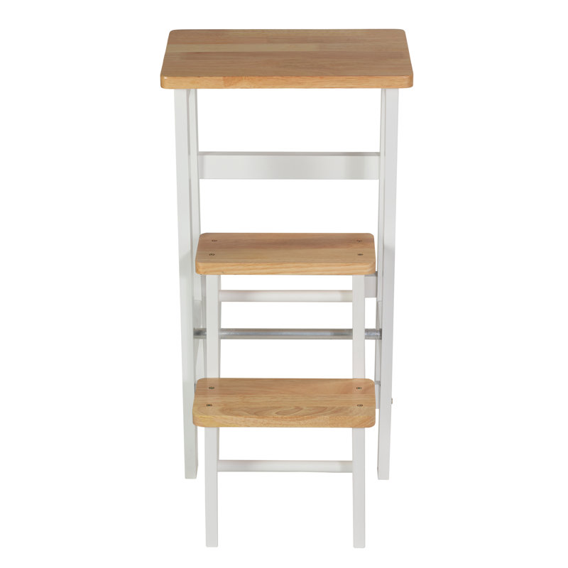 Damariya Solid Wood Counter Stool with Solid Wood Frame, White/Natural Oak