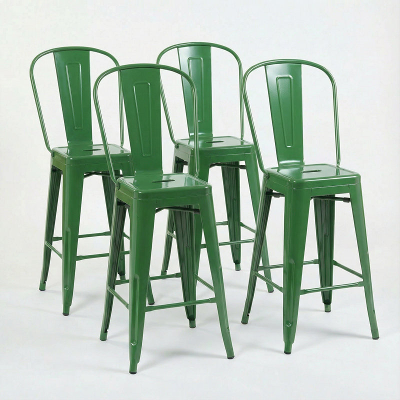 Counter Stool with Metal Frame, Green