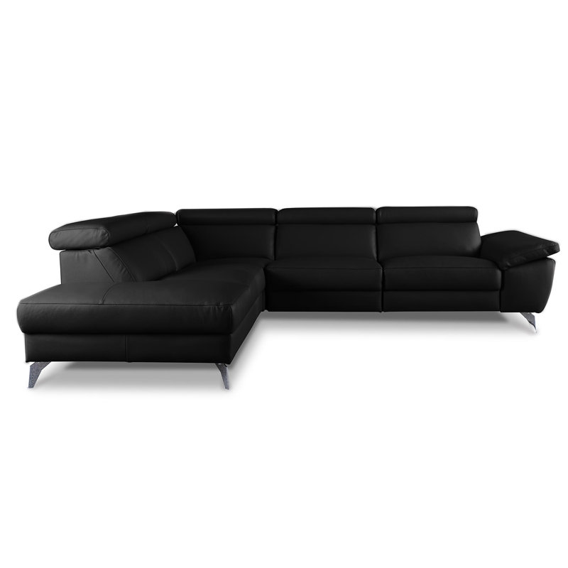 La Crosse Genuine Leather Electric Reclining Corner Sofa, Black, Left Hand Facing