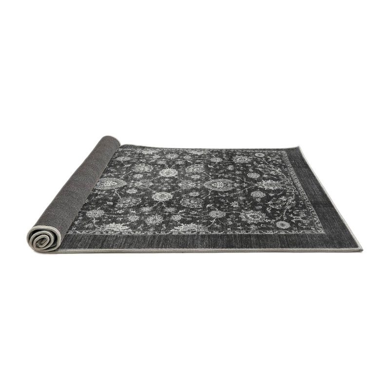 Tapis carré gris à tissage mécanique abstrait