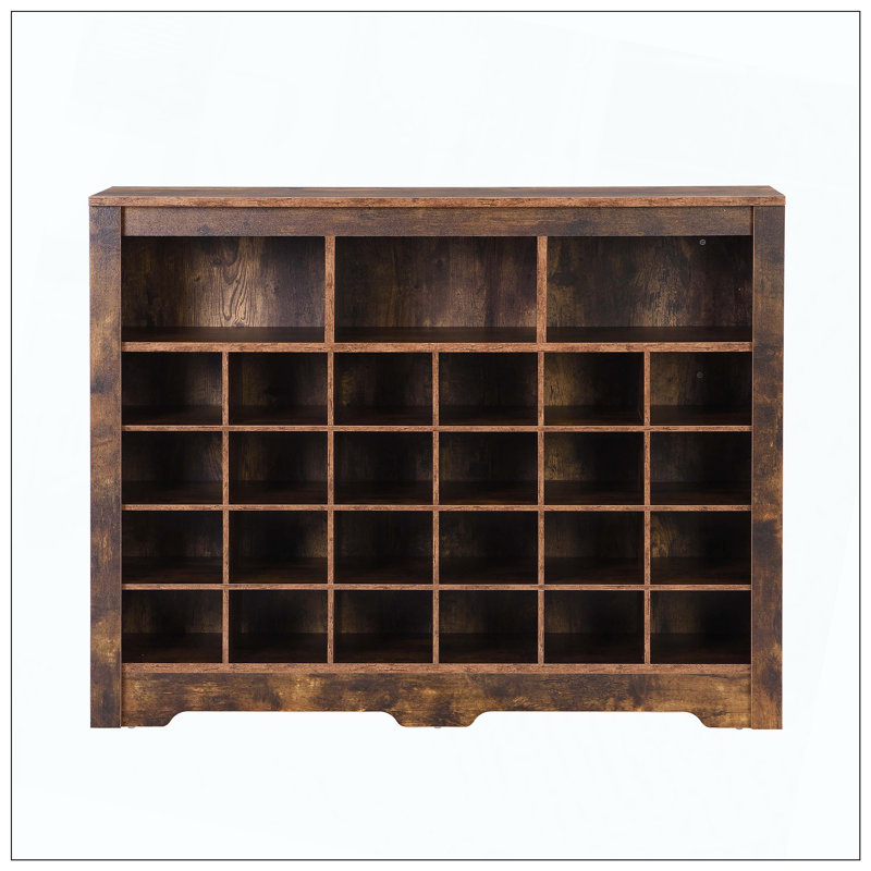 Console élégante à 24 casiers, armoire à chaussures moderne avec base incurvée, buffet polyvalent de haute qualité pour le couloir, la chambre à coucher et le salon