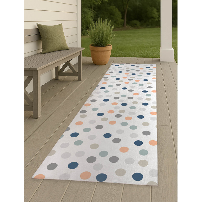 Always Polka Non-Slip Outdoor Rug, Runner 2'6'' x 8'