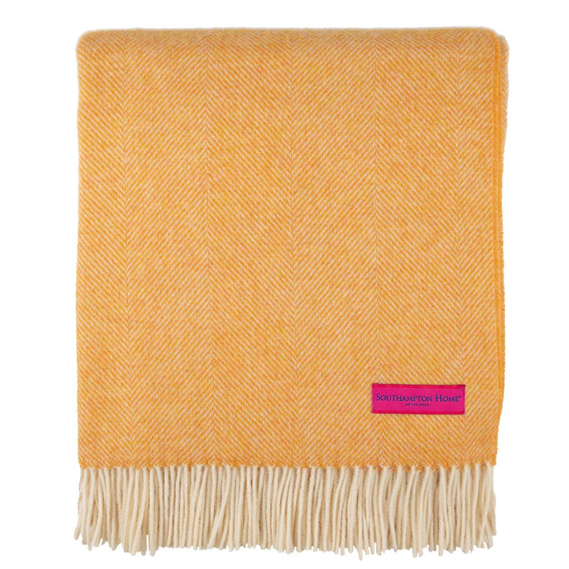Jeté tissé en laine d'agneau Shetland, Mandarine