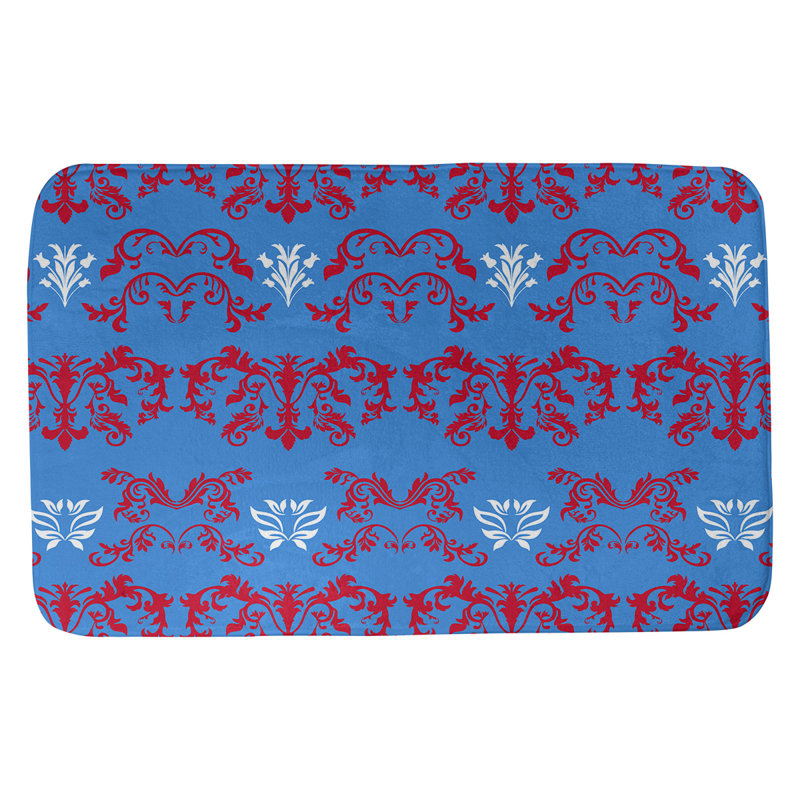 Tapis pour salle de bain Houston, Rouge / bleu clair / blanc, l 21 po x L 34 po