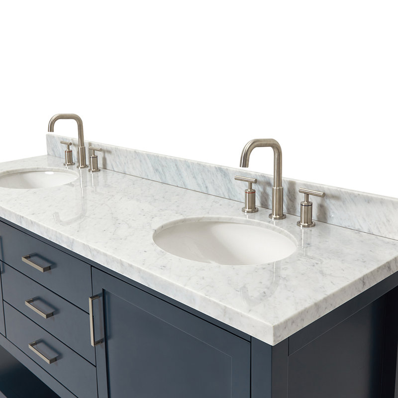 Bayhill 73'' W Double Vanity, White, Oval