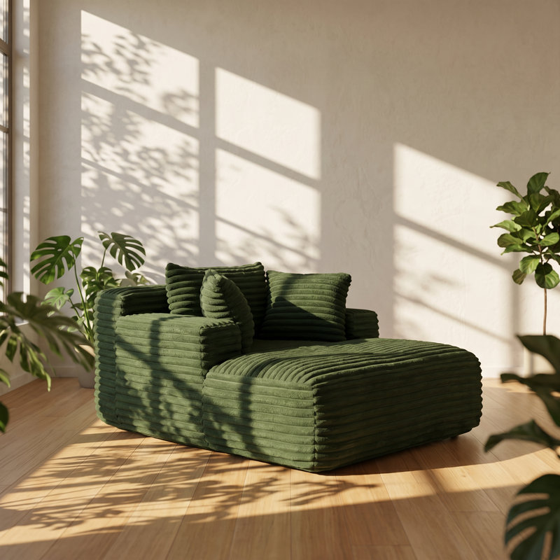 Canapé-lit moelleux en velours côtelé l 63 po x P 51 po x H Evergreen