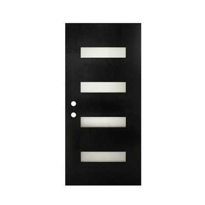 Portes extérieures en fibre de verre durable durable, 36 x 79, entrée de maison contemporaine noire