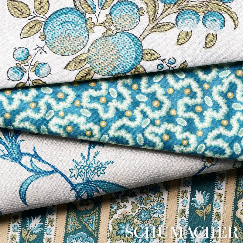 Leonie Vermicelli Fabric, Teal