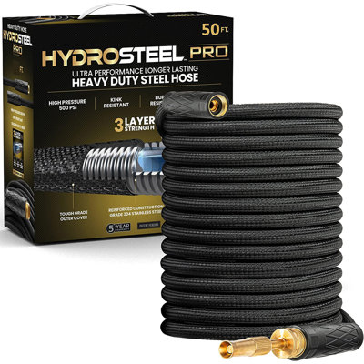 Hydrosteel Pro Heavy Duty Ultra Performance Stainless Steel Metal Water Hose