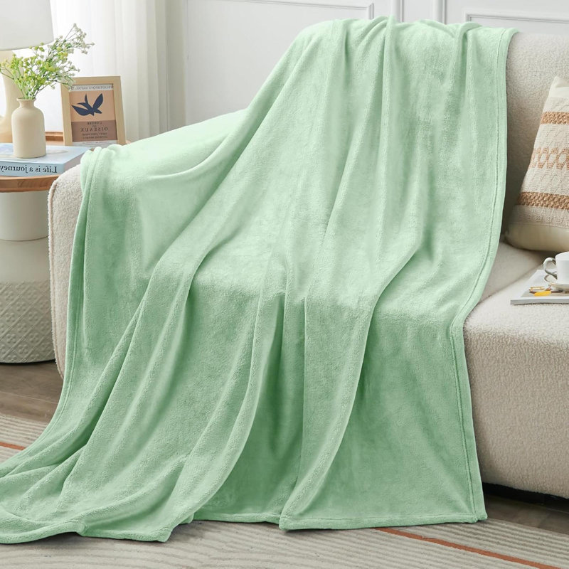 Jeté en polaire pour lit simple léger en microfibre 60 x 80 pouces, Vert