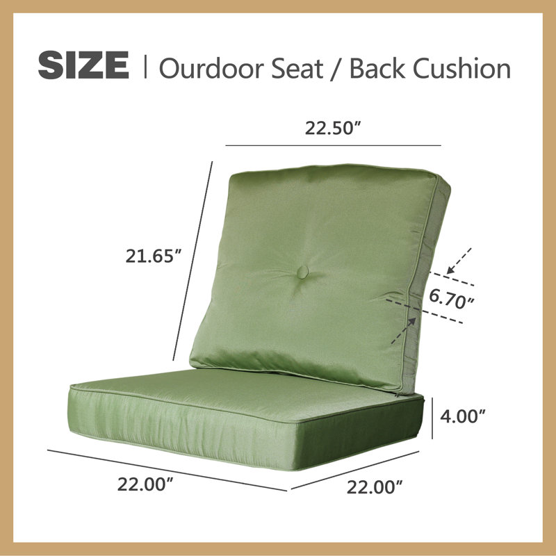 Outdoor 4'' Seat / Back Cushion, Cilantro