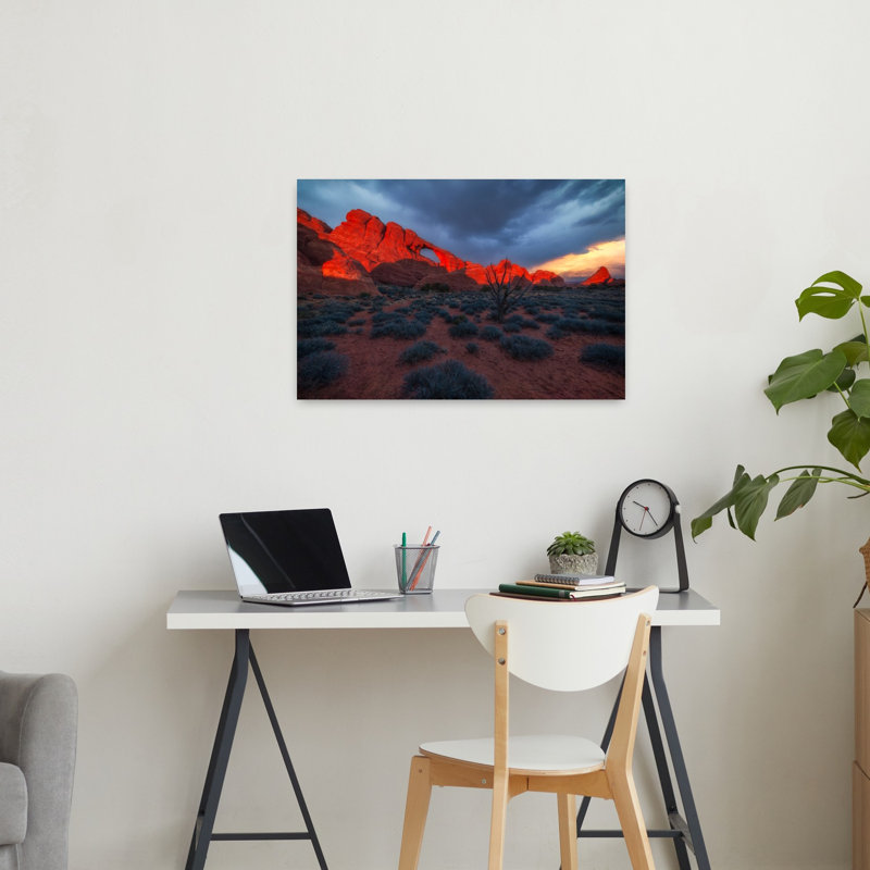 Dramatic Red Arch Sunset Colorful Dramatic Abstract Landscape Nature Wall Art Print 1 Piece Wrapped Canvas Wall Art