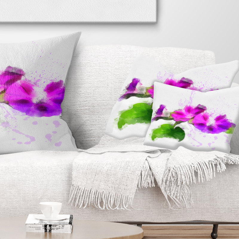 Coussin à motif floral, Rectangle, 12 po x 20 po