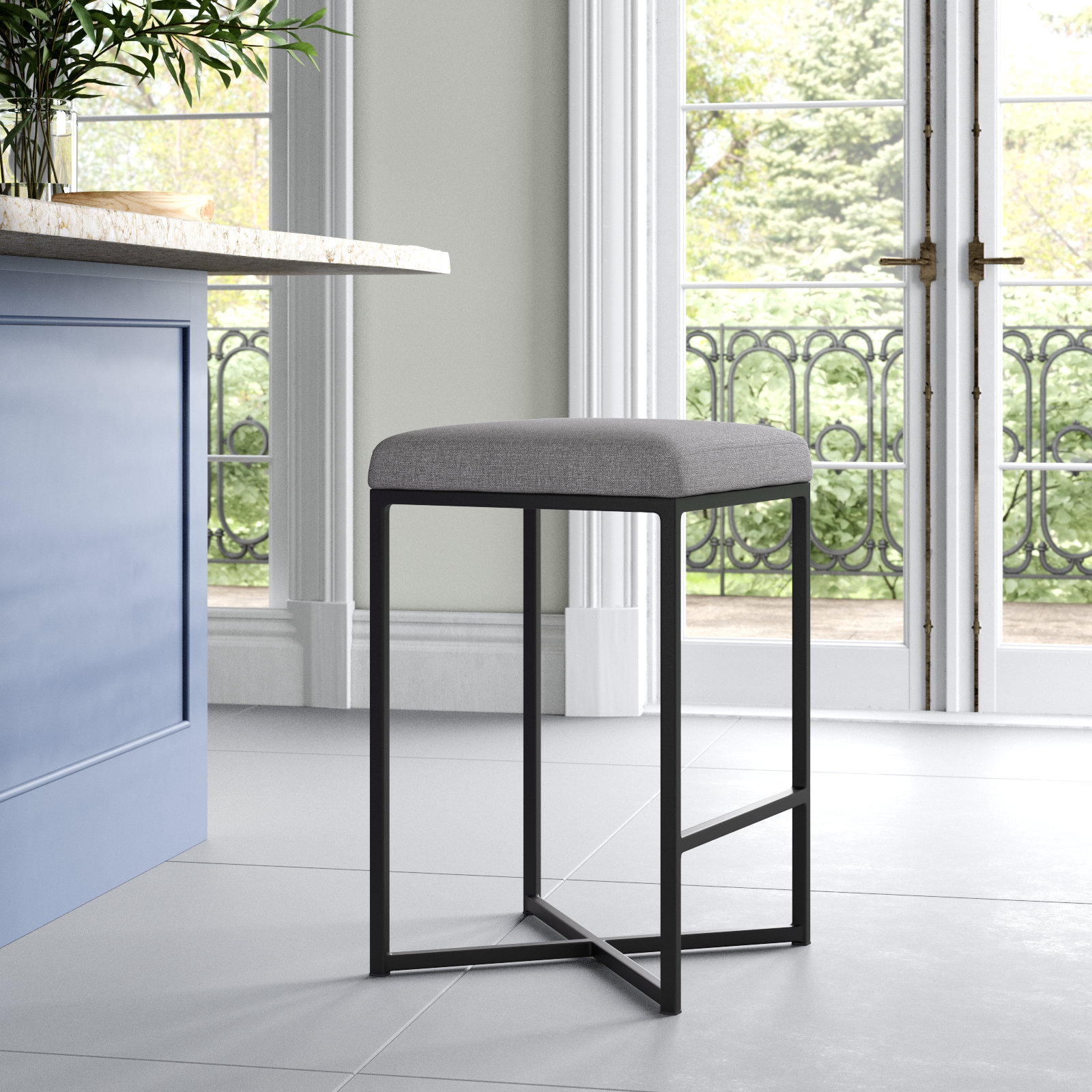 Rosetta Stool, Counter Stool (26.4" Seat Height), Gray