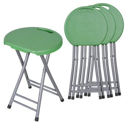 Ensemble de 4 tabourets pliants pour adultes portatifs, sans dossier 18,7 pouces, tabourets pliables et robustes avec poignée pour comptoir de cuisine