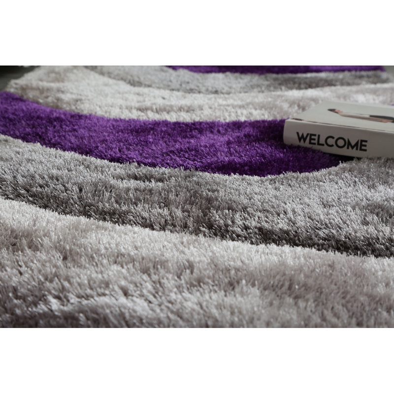 Tapis à poils longs mauve / gris Thionville, Rond 7 pi