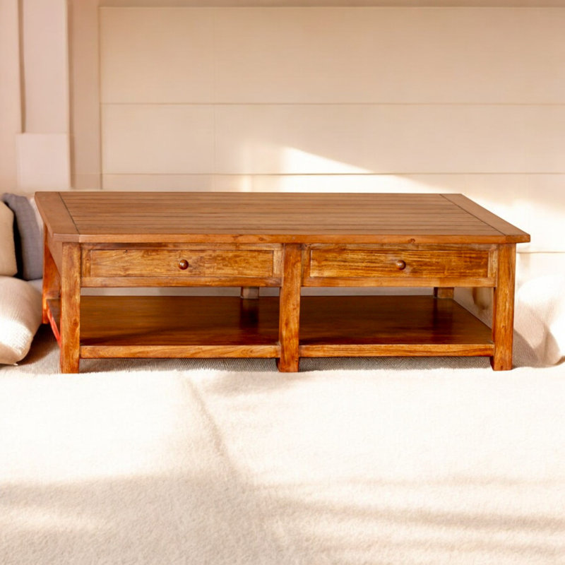 Solid Wood Top Living Room Table Set