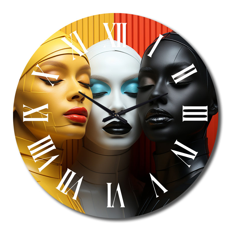 Trois déesses de l'unité universelle - Horloge murale de yoga, Très grand