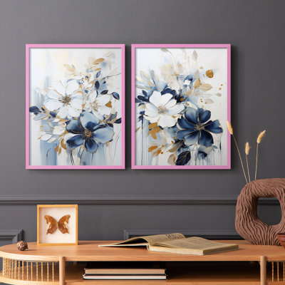 «FLORAL Series CCLxxiv», reproduction encadrée de qualité supérieure - prête à être accrochée - aucun clou requis - aucun clou requis