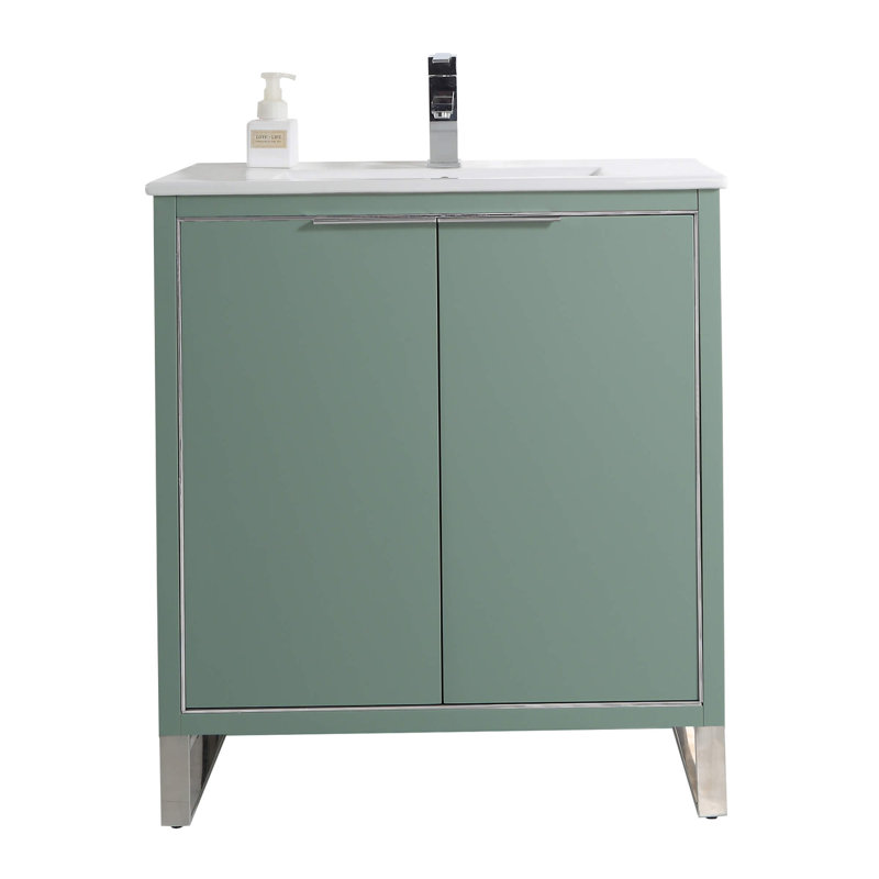 30'' Single Bathroom Vanity Set, Chrome, Mint Green