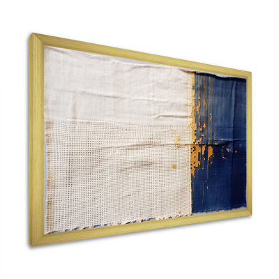 Tissu du temps abstrait bleu et or I - reproduction d'art sur toile