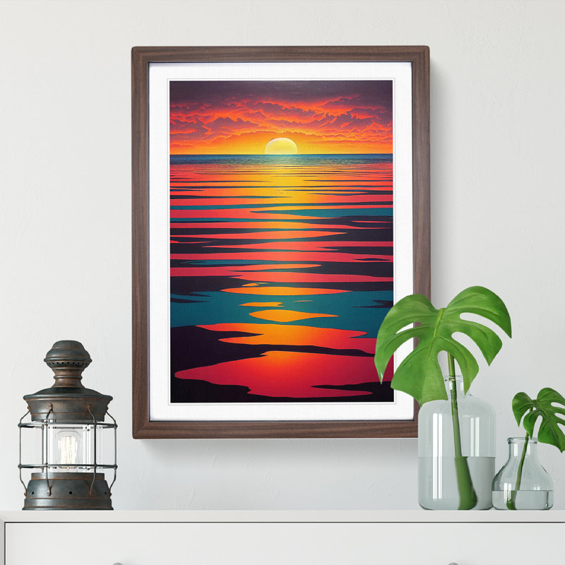 Evocative Sunset - Framed Print, 34cm H x 25cm W, Brown