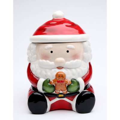 Ceramic Santa Small Cookie Jar 7 1/8"H