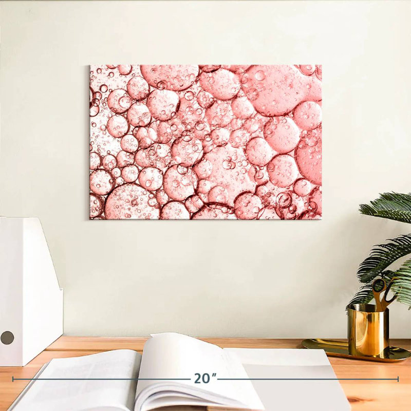Kerner Pink Bubbles Abstract, 8" H x 12" W