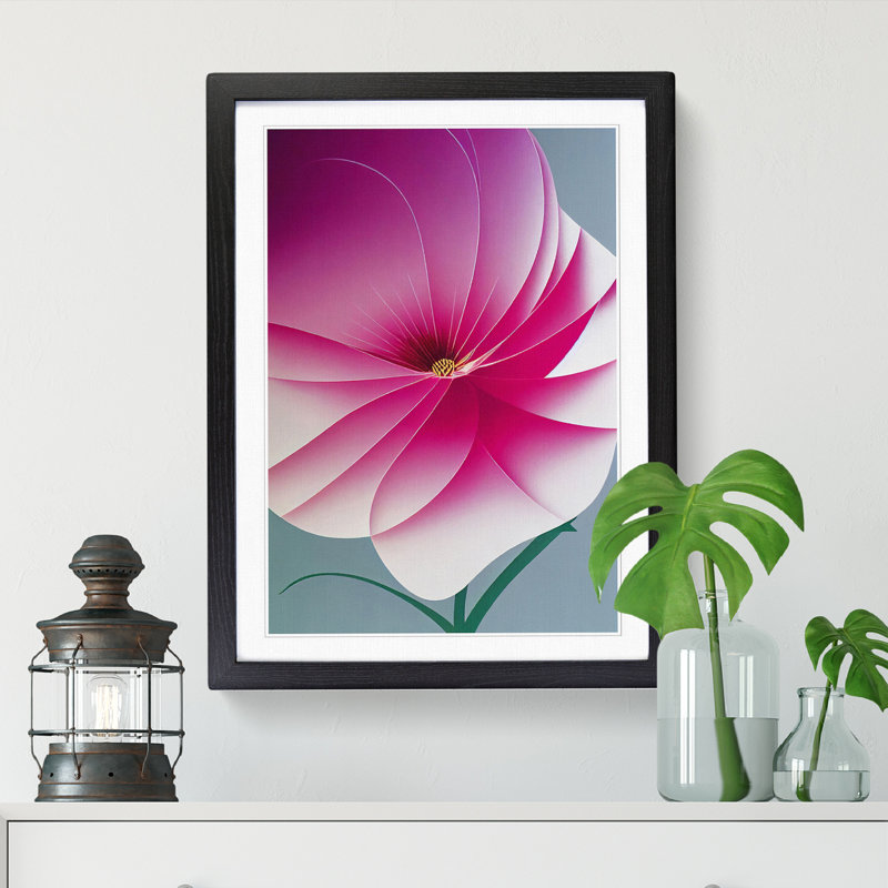 FRM-V0523-364X Carnation Flower Suprematism - Single Picture Frame Print, Black Framed, 46cm H x 34cm W x 2cm D