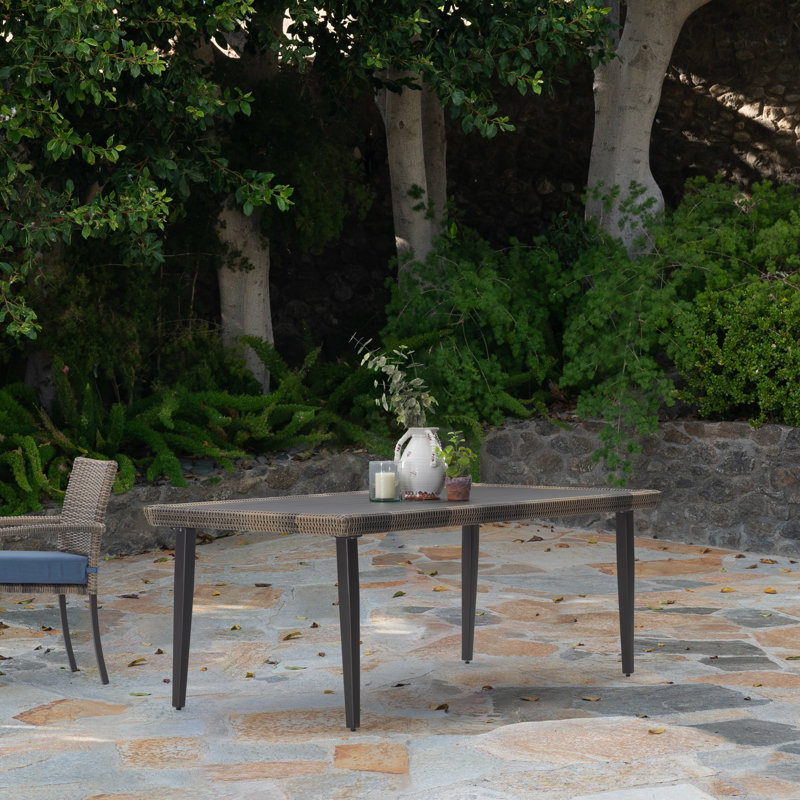 Table de salle à manger d'extérieur l 38 po x L 78 po Castelli, Bleu / miel