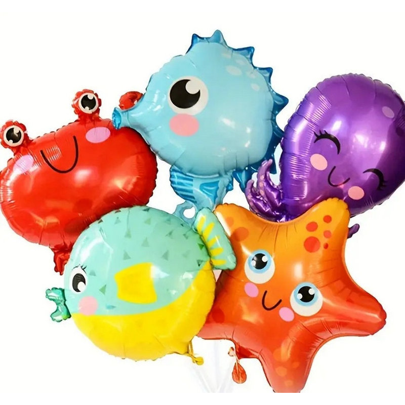 Ensemble de ballons en aluminium animaux marins - Décorations de fête sur le thème sous-marin