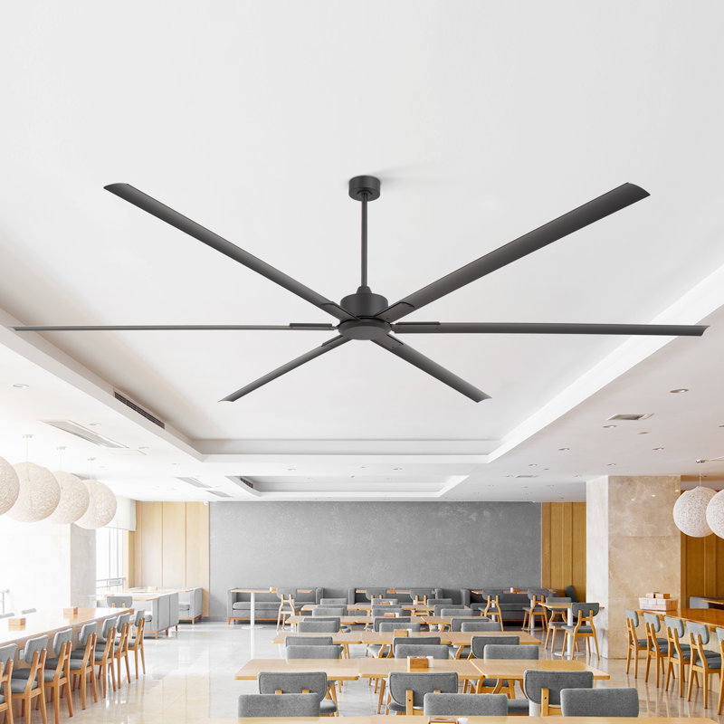 Ventilateur de plafond industriel à courant continu avec pales réversibles, 120 po de largeur, Noir