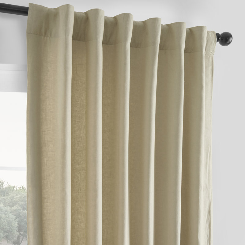 Briella French Linen Room Darkening Curtain, Walnut Beige, 50" W x 84" L