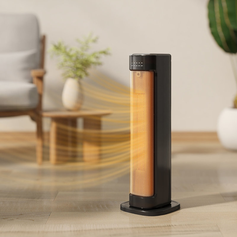HOMCOM 1200 Watt 5118 BTU Electric Tower Space Heater with Adjustable Thermostat, Black