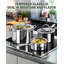 Ensemble de casseroles et de poêles standard en acier inoxydable 6 pièces, ensemble de cuisson à induction multicouche Cooks, argent
