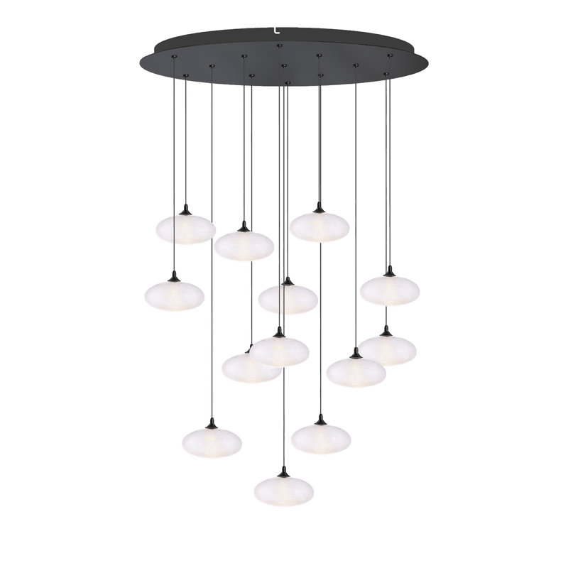 Luminaire suspendu géométrique à DEL 13 lumières Alvie, Noir mat