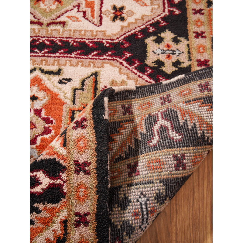 Tapis d'intérieur rectangulaire noir noué à la main en soie et laine noir crème, Rectangle 10 pi x 13 pi
