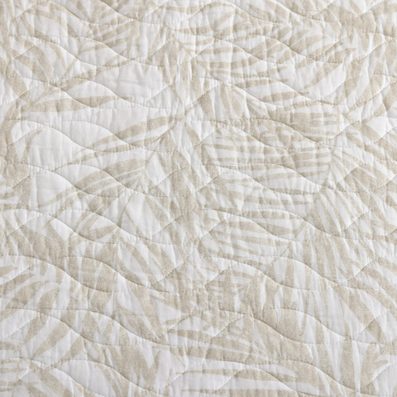Tommy Bahama Palmday Cotton Reversible Quilt Set, Twin Quilt + 1 Standard Sham, Beige