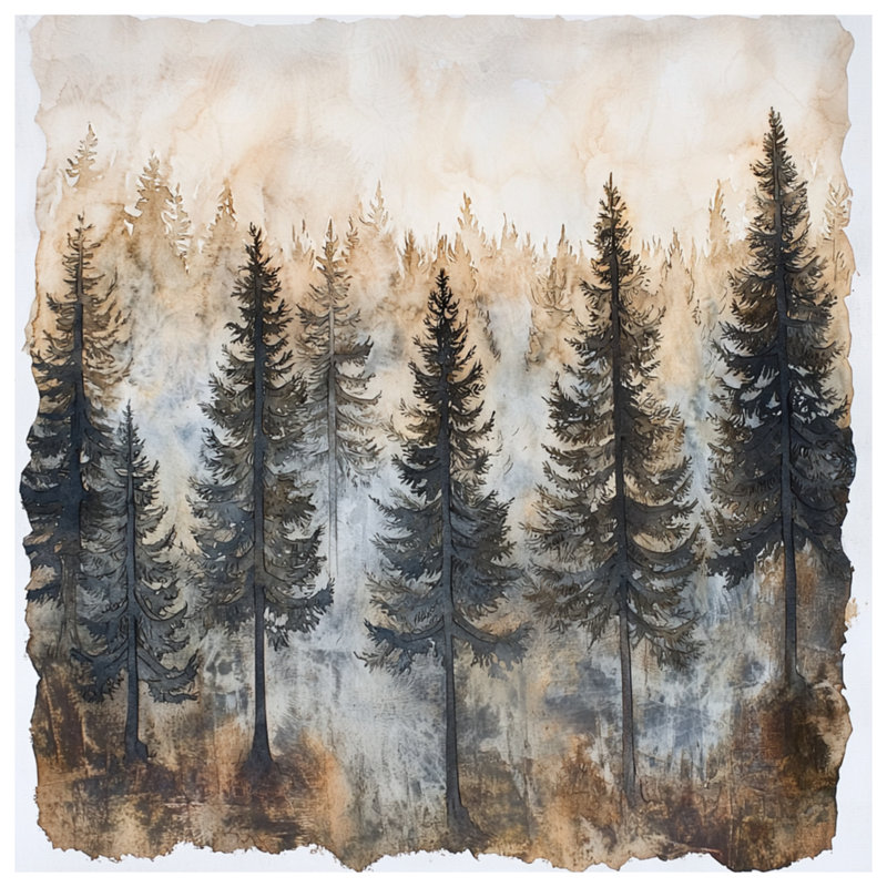 Misty Forest Landscape Shower Curtains Extra Long, L 70 po x H 84 po