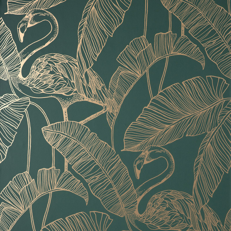 Rouleau de papier peint L 33 pi x l 20,5 po Aakanksha Flamingo