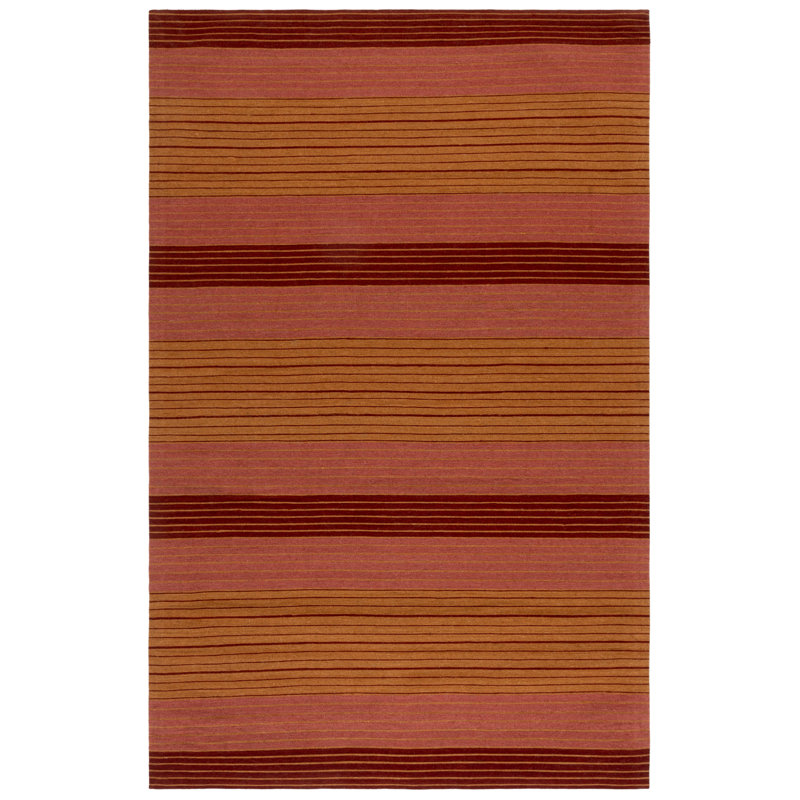 Tapis rayé en laine / coton tissé à la main Cruz, Rectangle 5 pi x 8 pi