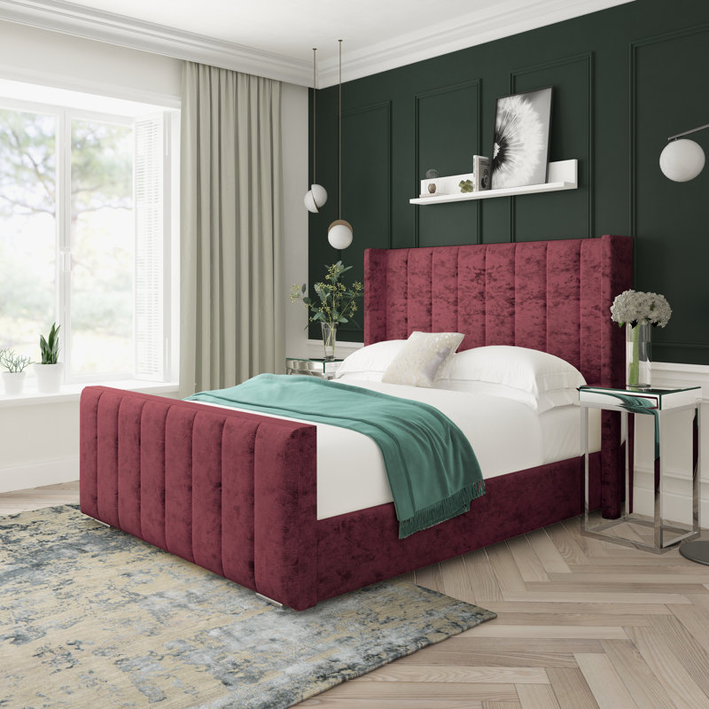 Willow Crushed Velvet Upholstered Ottoman Bed Frame, Single (3'), Aubergine