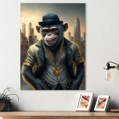 Monkey Gangster In NYC III - Décoration murale animaux en métal