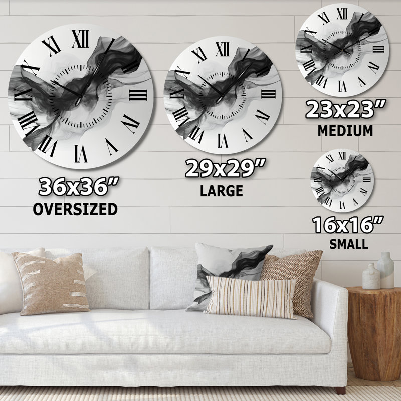 Horloge murale abstraite silencieuse en métal, Surdimensionné