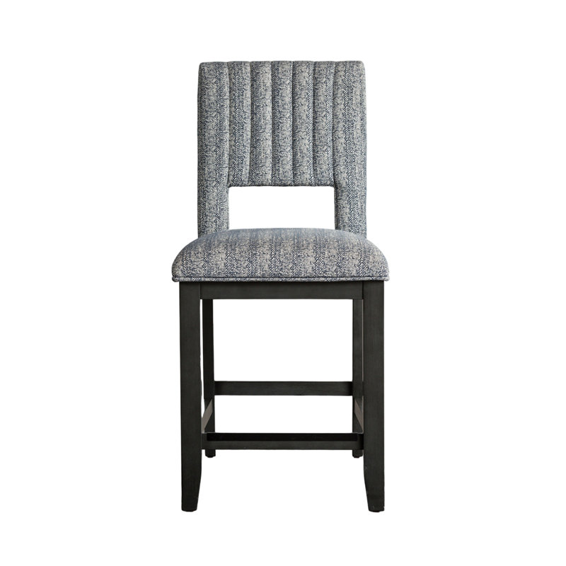 Manny Counter Height Chair Set Of 2, Bluish Gray Fabric Seat And Back