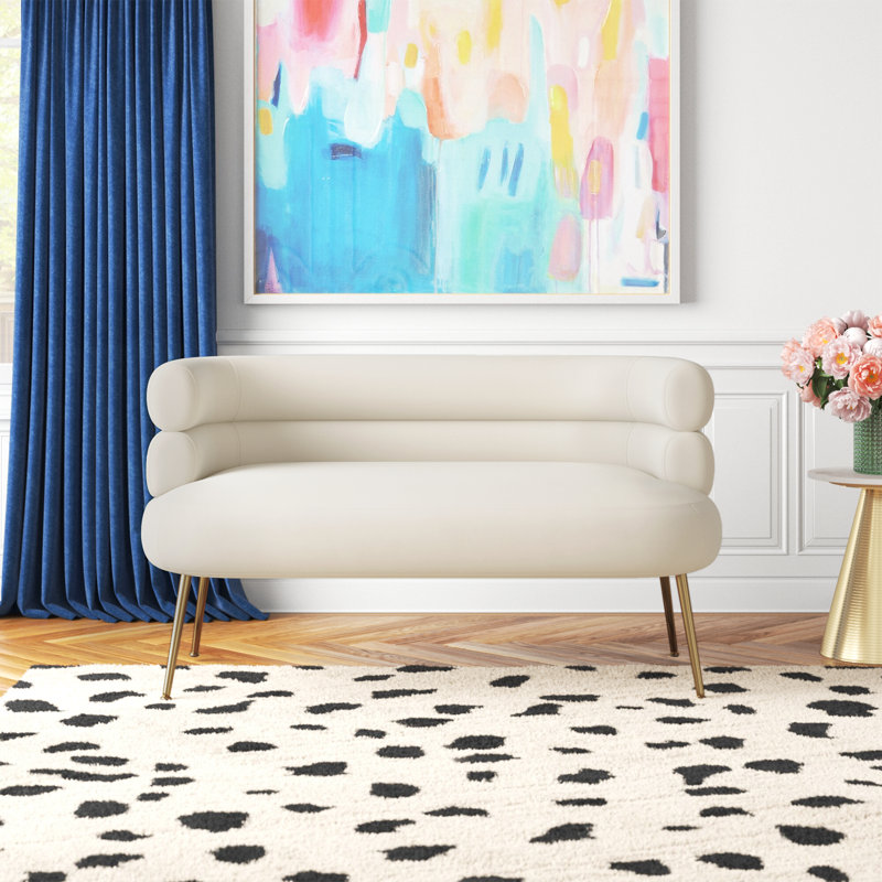 Demetrius  50'' Upholstered Loveseat, Beige Velvet